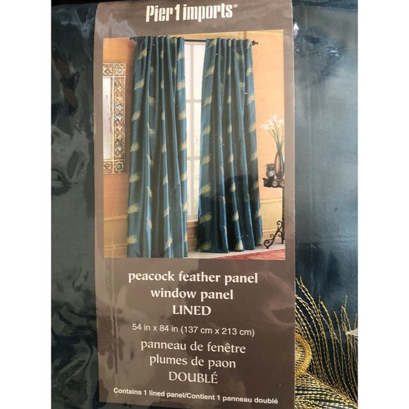 Green Feather Sheer Curtain Panel 54x84,  100 P Polyester - Picture 2 of 4
